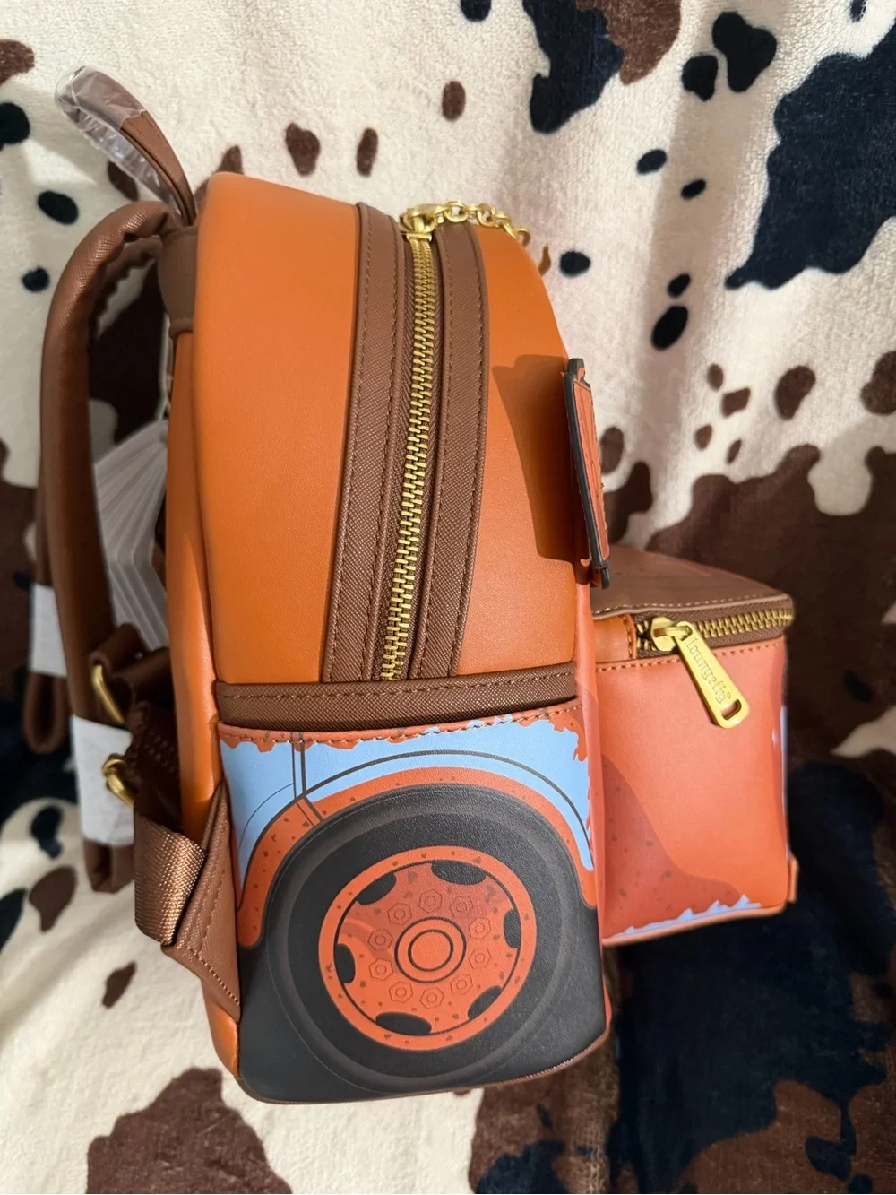 Loungefly Orange Tow Mater Mini Backpack with Character Face